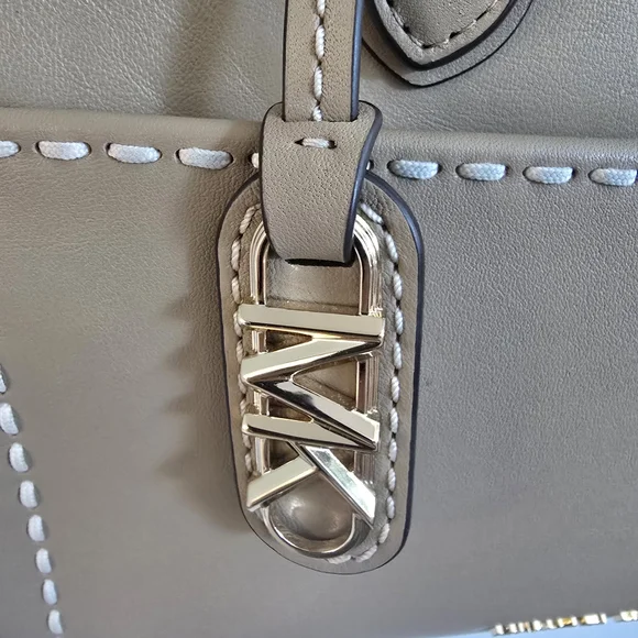Michael Kors Taupe Leather Satchel with Contrast Stitching - Picture 6 of 8